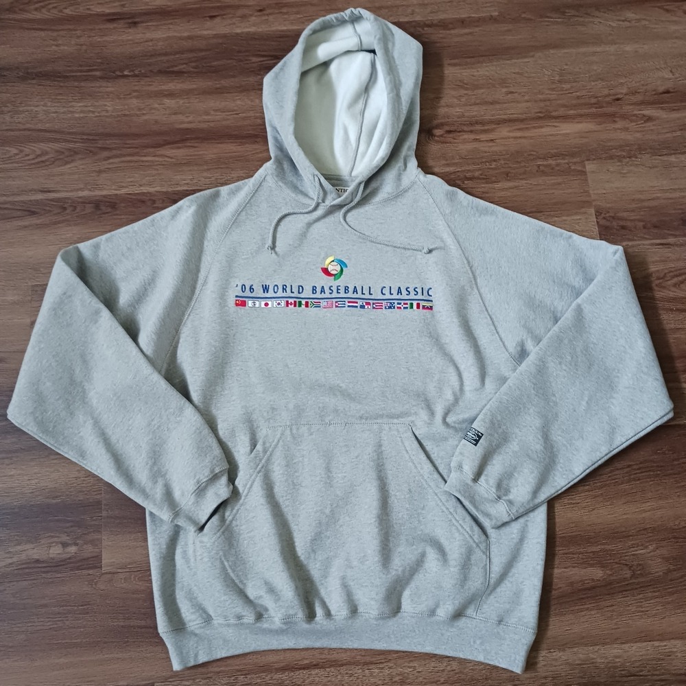 2006 World Baseball Classic Gray Hoodie Size Medium Embroidered READ